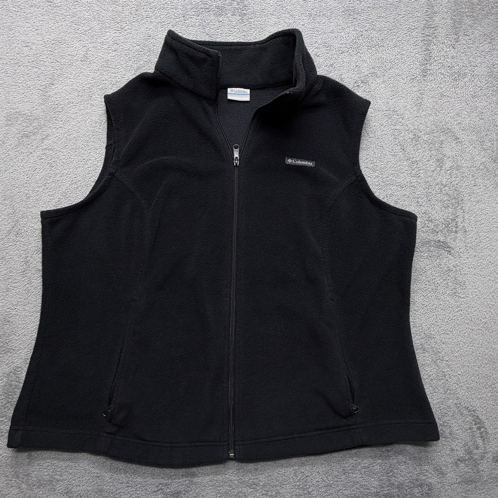 Columbia Vest Womens 2X Black Fleece Full Zip Pockets‎ Outdoor Layering WW1023